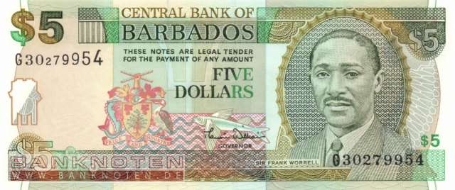 Barbados - 5  Dollars (#061_UNC)