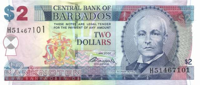 Barbados - 2  Dollars (#066b_UNC)