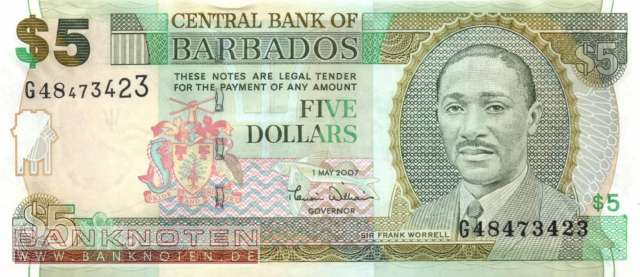 Barbados - 5  Dollars (#067a_UNC)