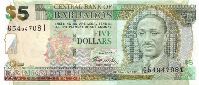Barbados - 5  Dollars (#067b_UNC)
