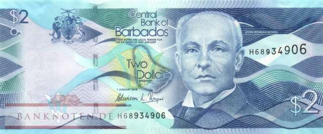 Barbados - 2  Dollars (#073d_UNC)