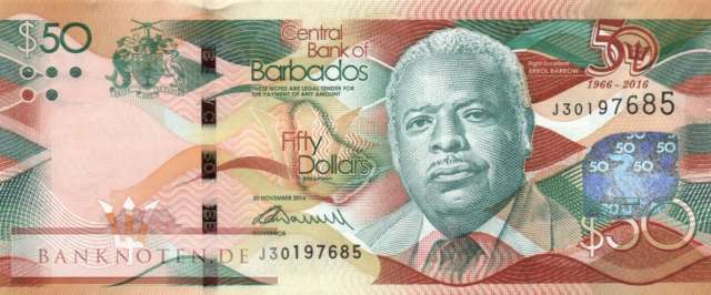 Barbados - 50  Dollars - 50 Jahre Unabhängigkeit (#079_UNC)