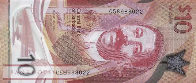 Barbados - 10  Dollars (#082b_UNC)