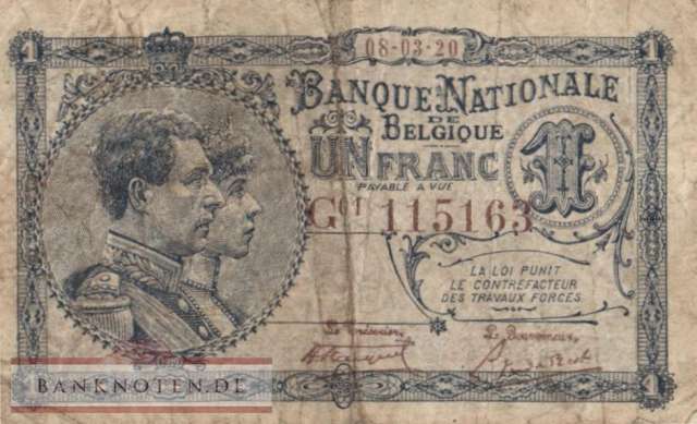 Belgium - 1  Franc (#092_VG)