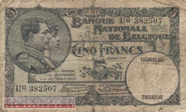 Belgien - 5  Francs (#097b-31_VG)