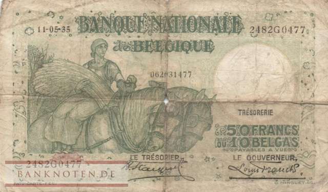 Belgium - 50  Francs (#106-35_VG)