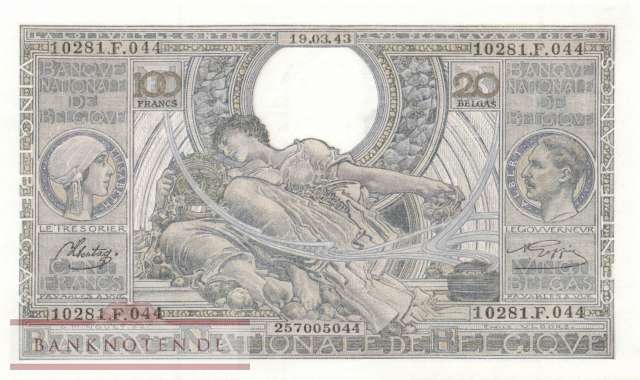 Belgium - 100  Francs (#107-43_UNC)