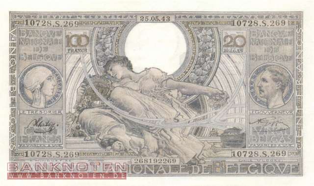 Belgien - 100  Francs (#107-43_AU)