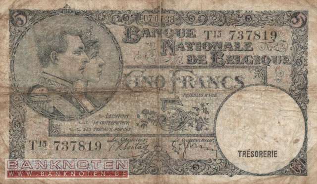 Belgium - 5  Francs (#108a_VG)