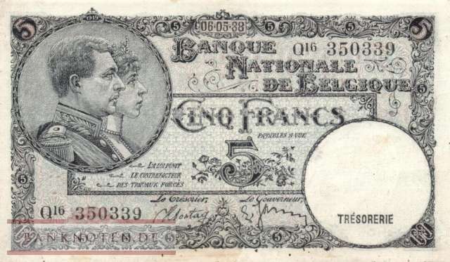 Belgium - 5  Francs (#108x_VF)