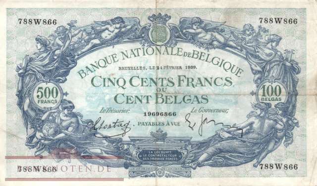 Belgien - 500  Francs (#109-39_F)