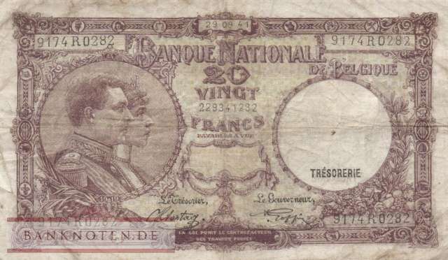 Belgium - 20  Francs (#111-41_F)