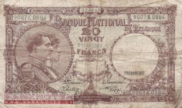 Belgium - 20  Francs (#111-41_VG)