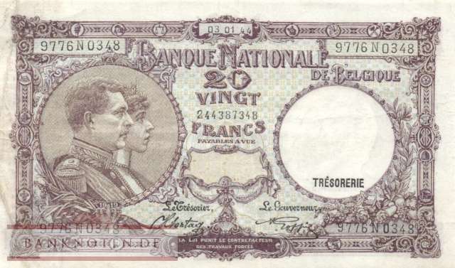 Belgium - 20  Francs (#111-44_VF)