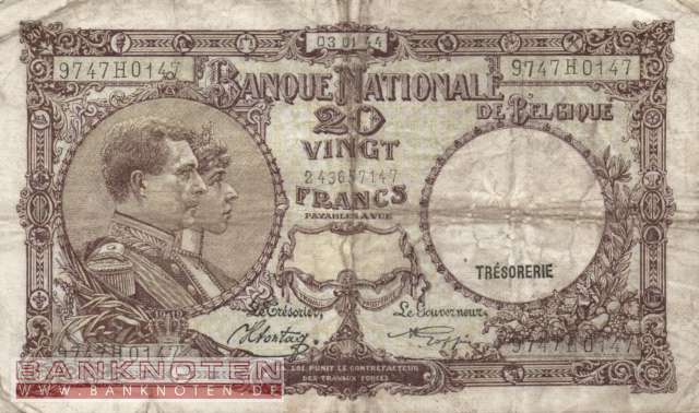 Belgium - 20  Francs (#111-44_VG)