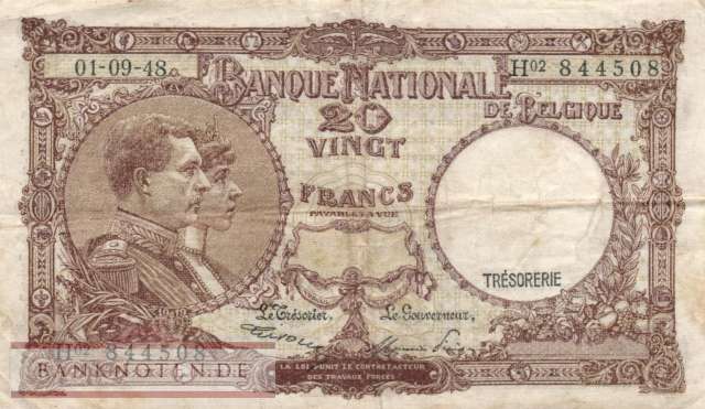 Belgien - 20  Francs (#116_F)