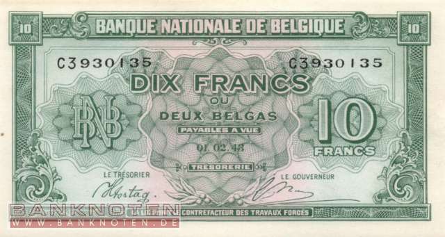 Belgium - 10  Francs (#122_AU)