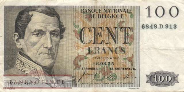 Belgium - 100  Francs (#129b-55_F)