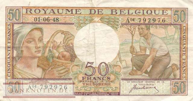 Belgien - 50  Francs (#133a_F)