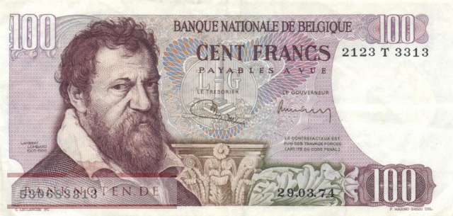 Belgien - 100  Francs (#134b-74_VF)