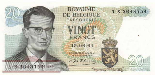 Belgien - 20  Francs (#138-U18_AU)