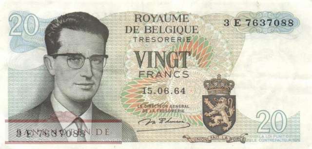 Belgien - 20  Francs (#138-U18_VF)