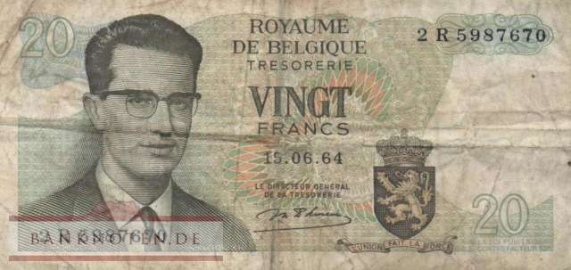 Belgium - 20  Francs (#138-U18_VG)