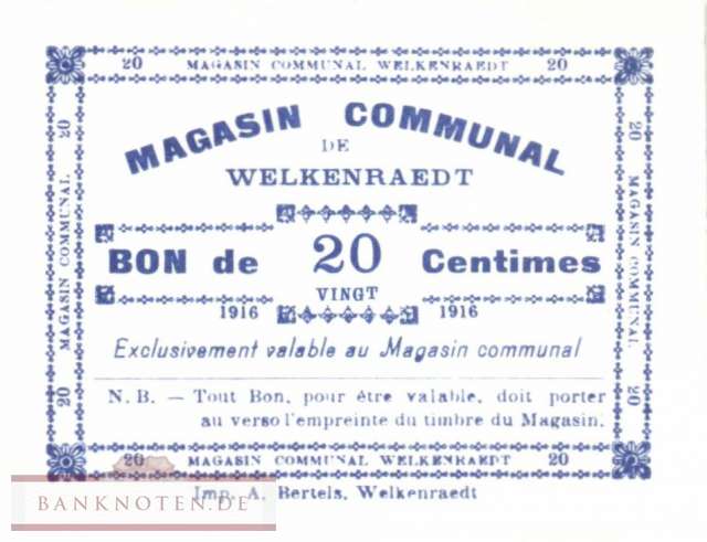 Belgien - Welkenraedt - 20  Centimes (#1913b_AU)