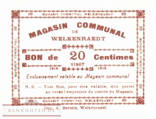 Belgium - Welkenraedt - 20  Centimes (#1913c_AU)