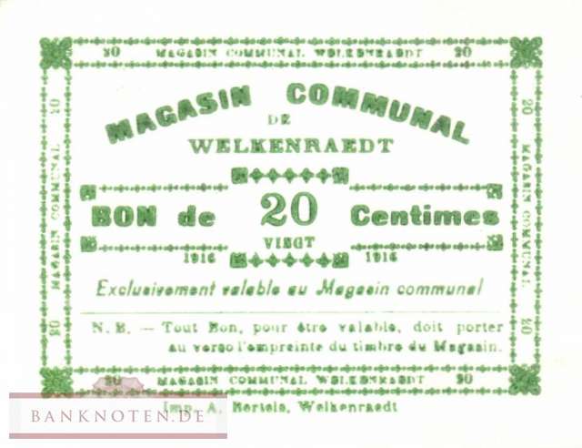 Belgien - Welkenraedt - 20  Centimes (#1913d_AU)