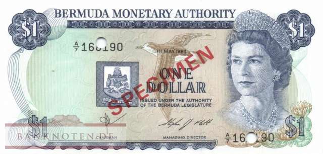 Bermudas - 1  Dollar - SPECIMEN (#028s_AU)