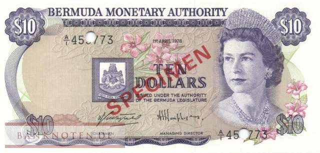 Bermuda - 10  Dollars - SPECIMEN (#030s_UNC)