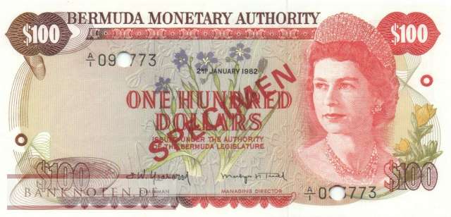 Bermuda - 100  Dollars - SPECIMEN (#033s_UNC)
