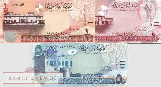 Bahrain: 1/2 - 5 Dinars 2017 (3 banknotes)