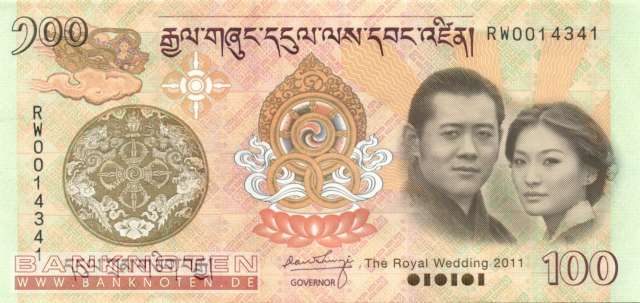 Bhutan - 100  Ngultrum - Royal Wedding Gedenkbanknote (#035_UNC)