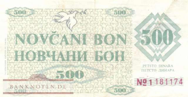 Bosnien Herzegowina - 500  Dinara (#007g-1_F)