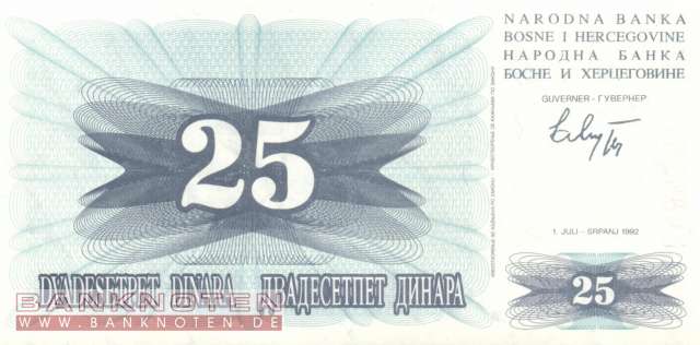 Bosnia and Herzegowina - 25  Dinara (#011a_UNC)
