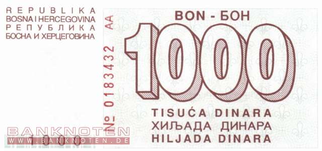 Bosnien Herzegowina - 1.000  Dinara (#026_UNC)