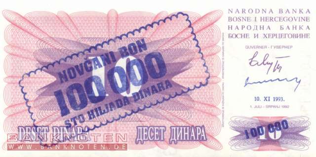 Bosnien Herzegowina - 100.000  Dinara (#034b_UNC)