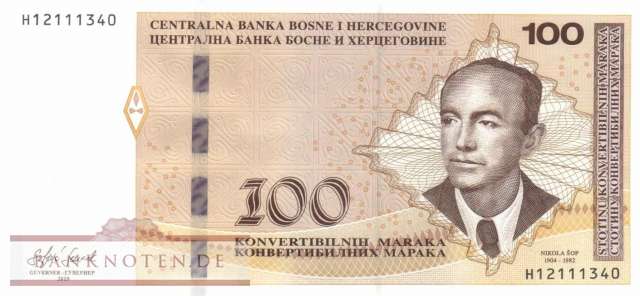 Bosnia and Herzegowina - 100  Convertible Maraka (#086c_UNC)