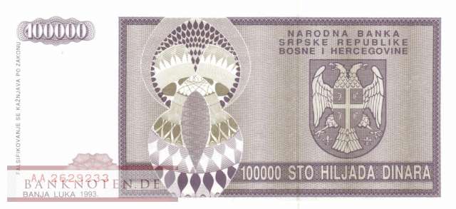 Bosnien Herzegowina - 100.000  Dinara (#141a_UNC)