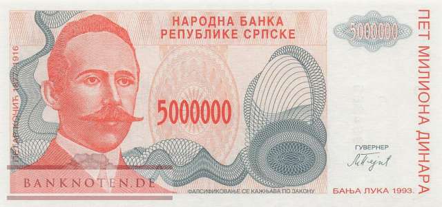 Bosnien Herzegowina - 5 Millionen Dinara (#156a_UNC)