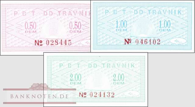 Bosnien-Herzegowina: 0,50 - 2 DEM (3 Banknoten)