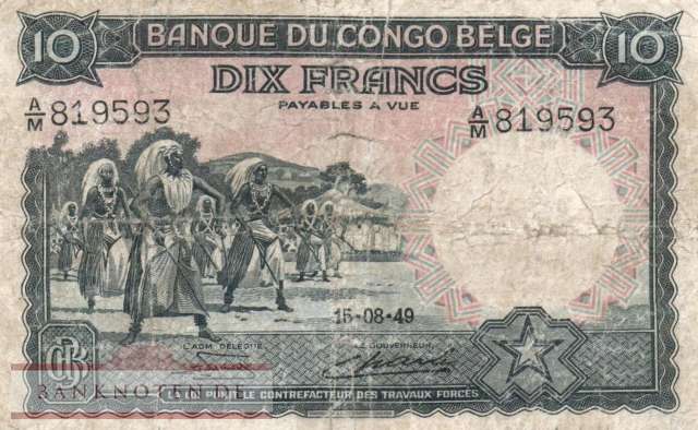 Belgian Congo - 10  Francs (#014E-49_VG)