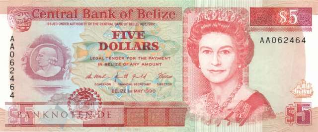 Belize - 5  Dollars (#053a_UNC)