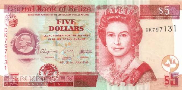Belize - 5  Dollars (#067d_UNC)