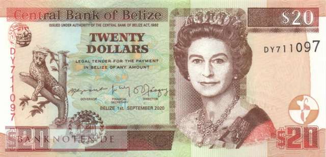 Belize - 20  Dollars (#069g_UNC)