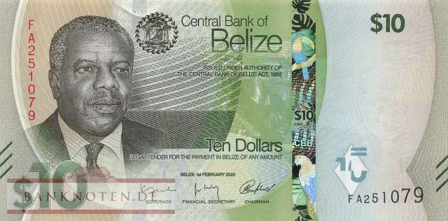 Belize - 10  Dollars (#075_UNC)