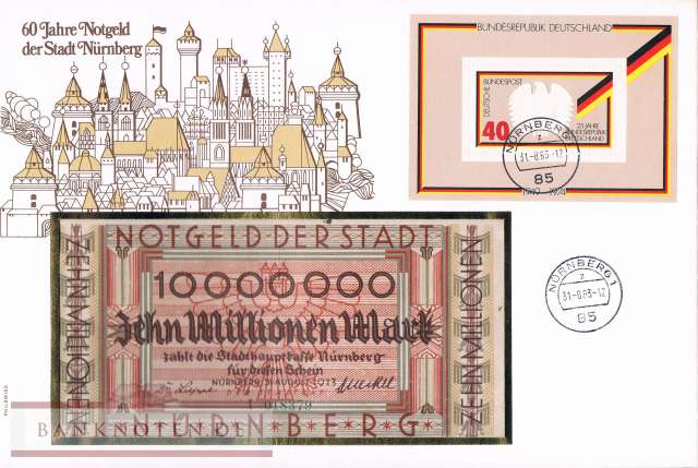 Banknote Cover Germany emergency money - 10 Million Mark (#GER04_UNC)