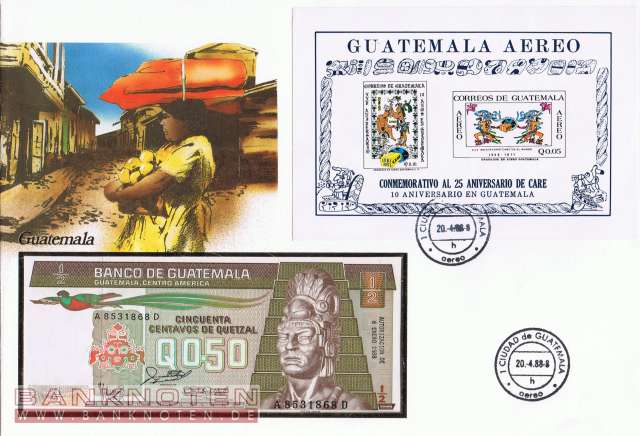 Banknote Cover Guatemala - 1/2  Quetzal (#GUA01_UNC)
